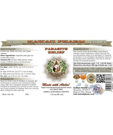 HawaiiPharm Parasite Relief 2 oz - Veterinary Natural Alcohol-Free Liquid Extract for Pets - Buy Online on GoSupps.com