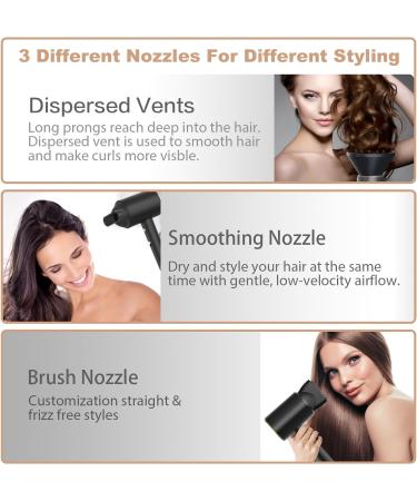 Travel Hair Dryer with Diffuser - Professional Lightweight Blow Dryer for Curly Hair - 2 Speed Heat Settings - Low Noise - Golden - Buy Online on GoSupps.com