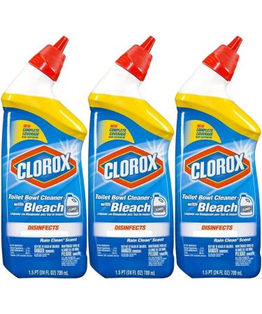 Clorox Toilet Bowl Cleaner with Bleach, Rain Clean 24oz + Bonus Microfiber Cloth - Buy Online on GoSupps.com