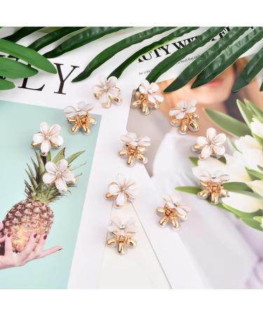 Xzeemo 12pcs Mini Flower Claw Clips Set - Non-Slip Hair Clips for Girls and Women - Ideal for Daily Wear, Parties, and Wedding Hairstyles - White - Buy Online on GoSupps.com