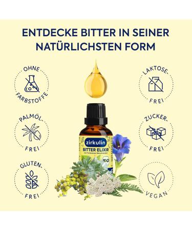 Circular Bitter Elixir | Bio Bitter Drops 50ml | Vegan Sugar-Free | Hildegard von Bingen | Herbal Extract from 11 Herbs | 1 800 Drops | Shop Now - Buy Online on GoSupps.com