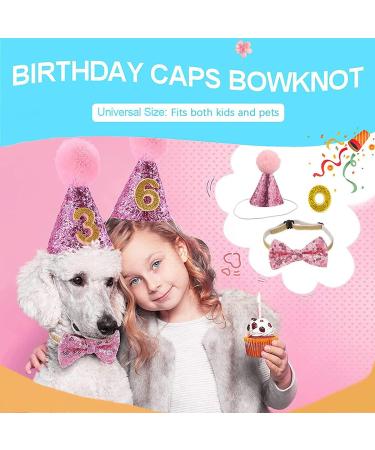 Dog Birthday Hat Dog Party Hat Kit with Bow Tie Collar and Blue Number for Pet Puppy Cat Birthday Decorations Pet Costumes Headwear Accessories 3 Pcs (Pink) - Buy Online on GoSupps.com