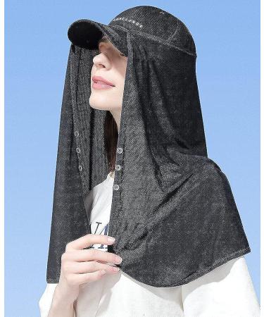Unisex Blue Sun Protection Neck Drape Mesh Cap with Elastic Face Covering - Buy Online on GoSupps.com