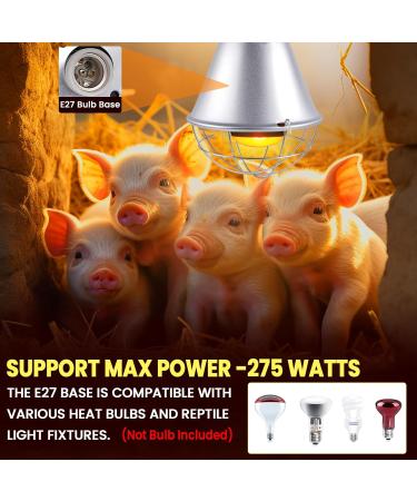 BrightArk 250W Poultry Heat Lamp with 2.5M Wire and 2M Hanging Chain - Energy Saving Switch, Livestock Breeding Brooder Lamp for Puppies, Chicks, Piglets, Reptiles (No Bulb) - Buy Online on GoSupps.com