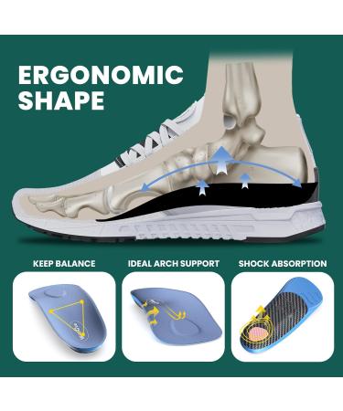 Plantar Fasciitis Arch Support Insoles - Welnove 3/4 Length Heel Pain Relief Inserts for Women | Ideal for Flat Feet Walking & Standing All Day - Buy Online on GoSupps.com