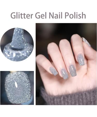 Glitter Gel Nail Polish Silver Nail Polish Sparkly Shiny Nail Art Nail Gel Polish Soak Off Uv Led Glitter Nail Polish Gel Nail Art Starter DIY For Women Party Salon Home Use 10ml (#01) - Buy Online on GoSupps.com