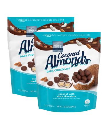 Edward Marc Chocolatier 32oz Coconut Almonds with Dark Chocolate 2-Pack - 2 lb (Pack of 2) - Buy Online on GoSupps.com