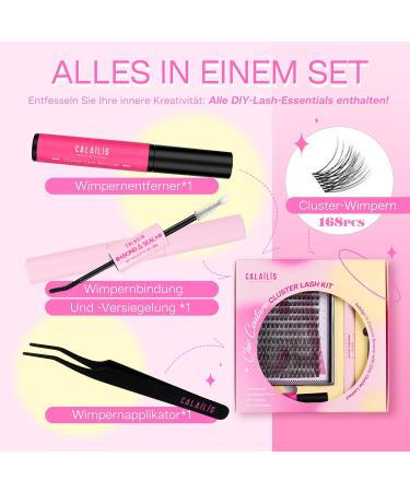Calailis DIY Eyelash Extensions Set - 168 Pieces D Curl Individual Eyelashes Adhesive Remover & Applicator - Premium Lash Extension Kit (703) for Perfect Home Application - Buy Online on GoSupps.com