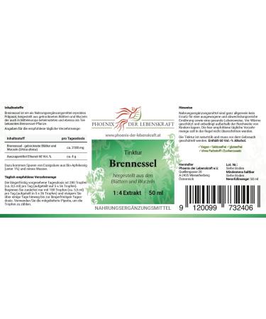 Nettle Tincture 50ml | Urtica Dioica Drops | Premium Vegan Dietary Supplement from Austria | 1:4 Extract - Buy Online on GoSupps.com