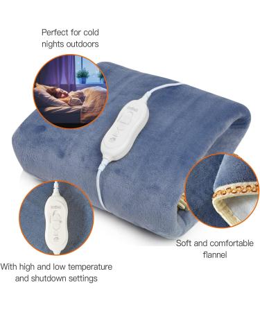 SXCDD Dark Blue Heating Blanket | 2 Temperature Levels | Fluffy Flannel Bed & Ceiling Heating | 185x85cm Safety Blanket for International Shipping - Buy Online on GoSupps.com