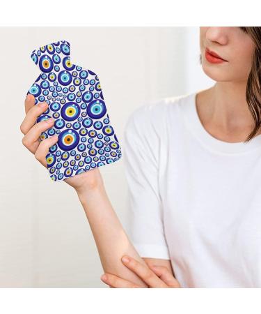 Blue Eyes Hot Water Bottle with Plush Cover - Cozy Bed Bottle & Hand Warmer for Adults & Kids | 26.5x15.3cm - Buy Online on GoSupps.com