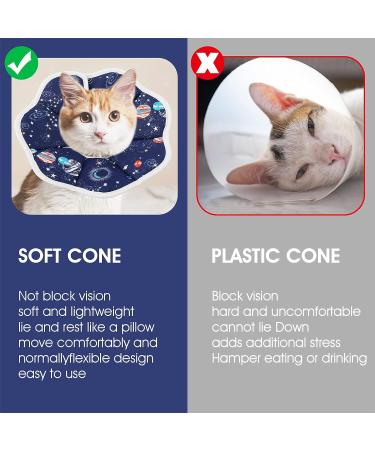 Cobee Soft Cat Cone Collar Protective Cute Small Cat Recovery Collar Adjustable Fasteners Collars for Kittens Cats E-Collars After Surgery Protective Wound Healing Fit 6.3"-9" Neck Circumference Planet - Buy Online on GoSupps.com