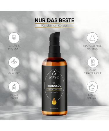 Organic Cold Pressed Castor Oil for Hair Face Body Skin I 100% Natural and Sustainable I Natural for Cosmetics I Skin Care I Vegan and Cruelty Free I 100 ml - Buy Online on GoSupps.com