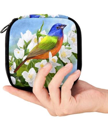 GIAPB Period Bag Sanitary Napkin Holder Makeup Pouch - Bird White Plant Flowers Color1658 - Buy Online on GoSupps.com