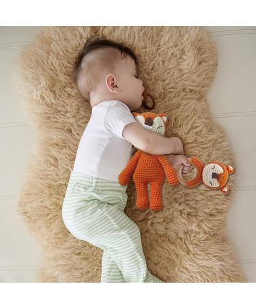 2PC Handmade Baby Rattles - Wooden & Crochet Doll Plush Toys for Newborns (3-6 Months) | Sensory Development Gifts for Toddlers - Buy Online on GoSupps.com