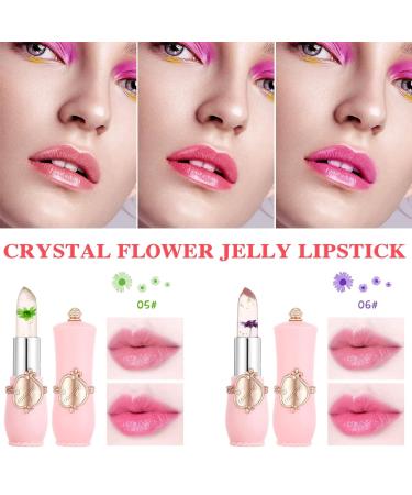 2 Pack Crystal Flower Jelly Lipstick Set - Long Lasting Moisturizing Color Change Lip Gloss - Tinted Lip Balm - Nutritious Formula - pH Magic Technology - (5+6) - Buy Online on GoSupps.com
