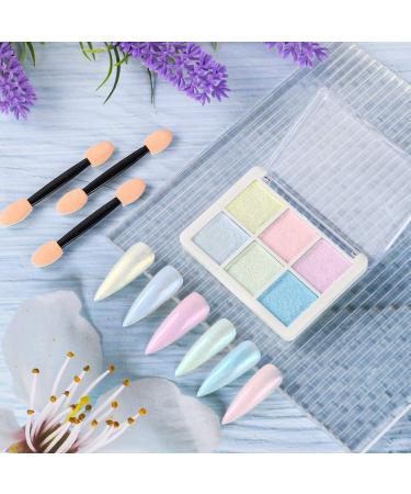 URAQT Chrome Nail Powder Set - 6 Colors Holographic Glitter for Mermaid Neon Nail Art | Iridescent Manicure Pigment with Sponge Brushes - DIY Nail Decoration - Buy Online on GoSupps.com