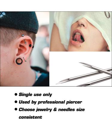 Stainless Steel Body Piercing Needles Kit with Clamps and Alcohol Pads - 12G 14G 16G 18G 20G - Ear Nose Piercing Tool Set - Buy Online on GoSupps.com
