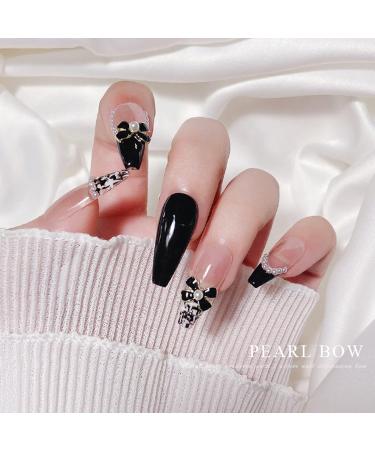 FEIlei 10Pcs 3D Bow Nail Charms Pearl Bowknot Nail Art Decorations Metal Nail Studs - Buy Online on GoSupps.com