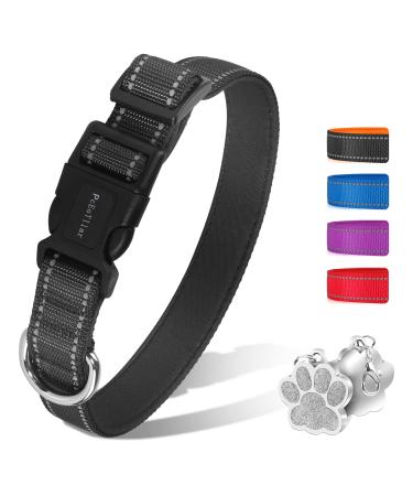 PCEOTLLAR Dog collar padded reflective dog collar for small dogs adjustable dog collar for large dog soft neoprene collars black (40-50cm) m (40-50cm) black