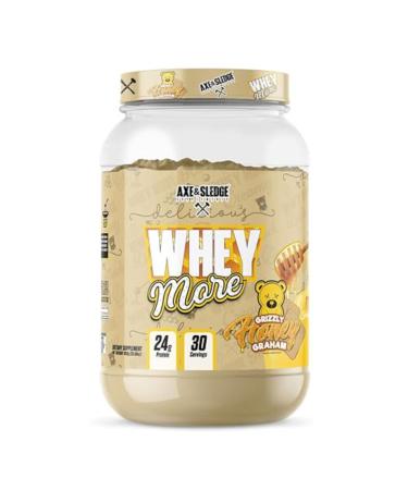 Axe & Sledge WHEY More Premium Protein Blend | 24g Protein Whey Concentrate & Isolate | Prebiotic Fiber for Enhanced Absorption | Creamy Delicious Versatile | 30 Servings Honey Grizzly Graham