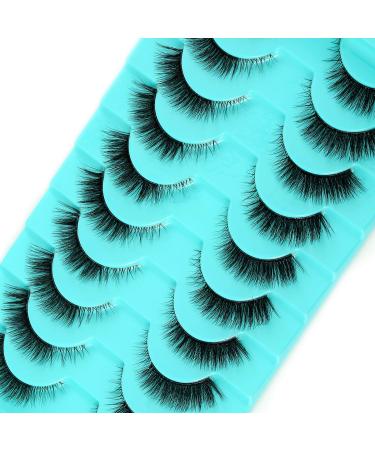 Clear Band Russian Volume Fluffy Strip Lashes - 10 Pairs of Naturally Wispy D Curl False Eyelashes | Htal09 - Buy Online on GoSupps.com