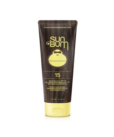 Sun Bum Original SPF 15 Sunscreen Lotion | Vegan and Hawaii 104 Reef Act Compliant (Octinoxate & Oxybenzone Free) Broad Spectrum Moisturizing UVA/UVB Sunscreen with Vitamin E | 6 oz SPF 15 6 Fl Oz (Pack of 1)