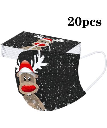 20PCS Christmas Disposable Face_Masks for Women-3 Layer_Masks Breathable Disposable_Masks Non-Woven with Elastic Earloops Nose Wire Red Christmas Design Disposable Face_Masks for Adults Women Men - Buy Online on GoSupps.com