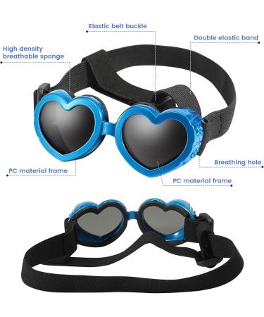 UV Protective Dog Sunglasses - Windproof Adjustable Heart Shape Waterproof for Small Dogs - Blue - Buy Online on GoSupps.com