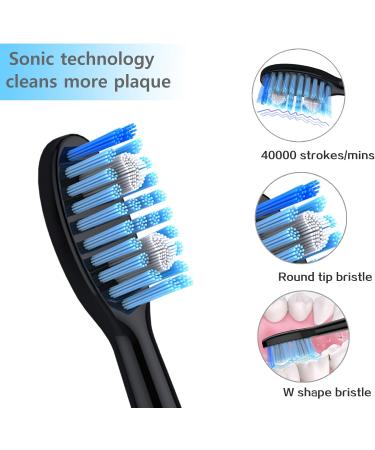 Areas Electric Toothbrush Double Pack - 2 Handpieces 2 Travel Cases 5 Modes & 10 Replacement Heads (White & Black) - International Shipping Available - Buy Online on GoSupps.com