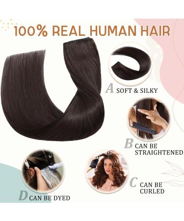 Elailite Clip In Extensions - Real Human Hair 3/4 Full Head 5 Clips 45cm Dark Brown #02 - Smooth & Natural Look - Buy Online on GoSupps.com