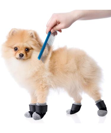 Frienda 8-Piece Anti-Slip Dog Socks for Small Puppies and Kittens - Adjustable Paw Protector with Traction Control in Black and Gray (Size S) - Buy Online on GoSupps.com