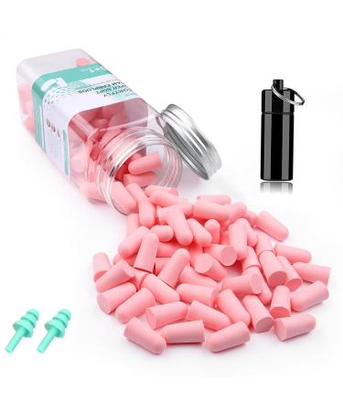 VeoryFly Soft Foam Ear Plugs for Sleeping Noise Cancelling Snoring 61 Pairs 38 dB Highest SNR Concert Study Travel Sleep Earbuds Earplugs Bouchon Oreille Anti Bruit Pour Dormir Pink/Aluminum Case