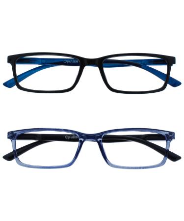 Opulize sea glasses Blue light filter narrow frame spring hinges improve the sleep computer glasses gaming anti-reflective men B9 +1.00 diopters black / blue