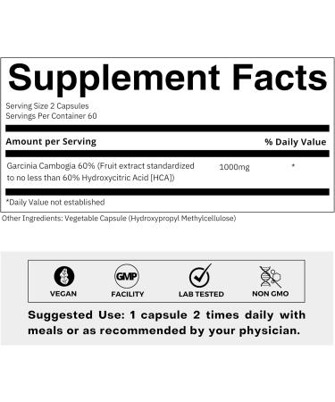 Buy Pure Garcinia Cambogia Extract 500mg - 100% Natural HCA Supports Digestion & Metabolism - 120 Capsules | International Shipping Available - Buy Online on GoSupps.com