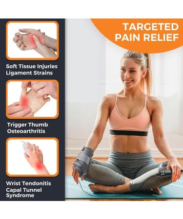 Wrist Thumb Brace Heating Pad for Arthritis and Carpal Tunnel Relief - Left/Right Hand, S/M Gray - Buy Online on GoSupps.com