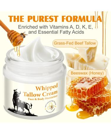Beef Tallow and Honey Cream for Skin Moisturizer Creams Whipped Tallow Cream for Smooth Nourishing Face & Body Natural Beef Tallow Balm for Skin Care Beef Tallow Butter and Honey Balm 2 OZ 2 Fl Oz (Pack of 1) - Buy Online on GoSupps.com