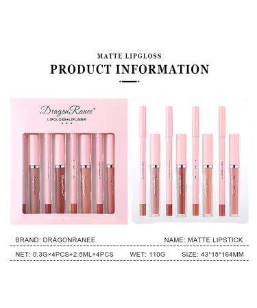 Shop 6 Matte Liquid Lipsticks & Matching Lip Liner Kit - Waterproof Long-Lasting Makeup Gift for Women & Girls - Buy Online on GoSupps.com