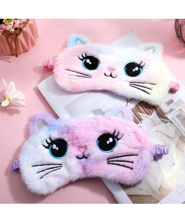 2 PCS Plush Sleeping Eye Mask - Cute Animal Satin Blindfold for Comfortable Sleep | Soft Eye Cover for Men & Women - Buy Online on GoSupps.com