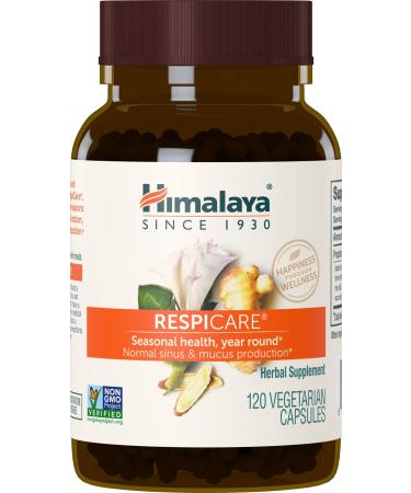 Himalaya RespiCare for Healthy Breathing and Sinus Support, 570mg, 120 Capsules, 1 Month Supply