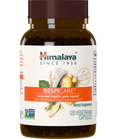 Himalaya RespiCare for Healthy Breathing and Sinus Support, 570mg, 120 Capsules, 1 Month Supply