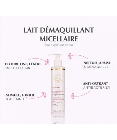  TAAJ TAAJ | Himalayan Micellar Cleansing Milk | Cleanses and removes make-up | Removes impurities | Perfectly soft and supple skin | Made in France | Vegan | Pack of 2 200 ml - Buy Online on GoSupps.com