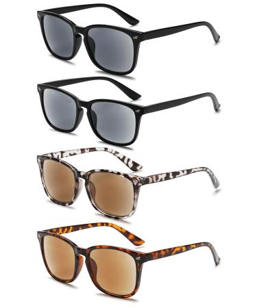 Vevesmundo reading glasses with sunscreen Tested reading aid visual aid sunglasses sunny reading glasses with presumption women men 4 pieces sunny glasses set B 3.5 x