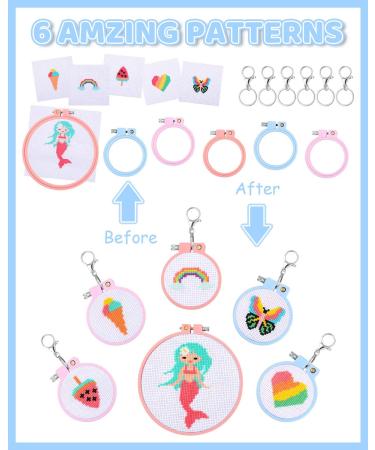 Pllieay 6 Pcs Cross Stitch Kits for Kids 7-13 | Embroidery & Needlepoint Starter Kit with Instructions for Backpack Charms & Ornaments - Buy Online on GoSupps.com