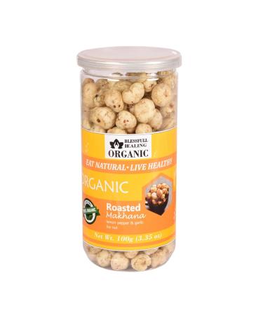 Buy Blessfull Healing Organic Makhana with Roasted Lemon Pepper & Garlic Flavor - 100g | Healthy Snack | International Shipping - Buy Online on GoSupps.com