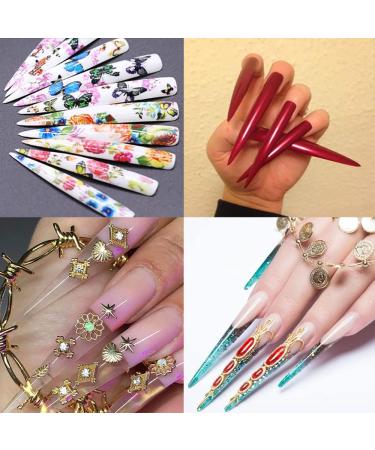 MWoot 120 Extra Long Stiletto False Nail Tips - Sharp End DIY Fingernails 12 Sizes Clear - Perfect for Nail Studios - Buy Online on GoSupps.com