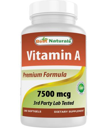 Best Naturals Vitamin A 25000 IU (7500 mcg), Non-GMO Formula Supports Healthy Vision & Immune System and Healthy Growth & Reproduction, 180 Softgels (180 Count (Pack of 1)) - Buy Online on GoSupps.com