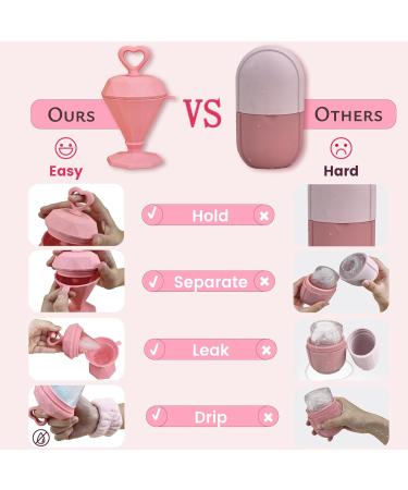 Rena Chris Diamond Ice Roller for Face - De-Puff Eye Bags & Massage Tool - Reusable Silicone Mold & Face Wash Wristband - Skin Care for Women (Pink - Buy Online on GoSupps.com