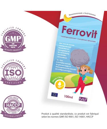 Ferrovit Awakening & Growth FYTO - Iron and B Vitamins for Children and Adults - Fights Fatigue - Brain Development - Natural Banana Flavor - 100 ml - Buy Online on GoSupps.com