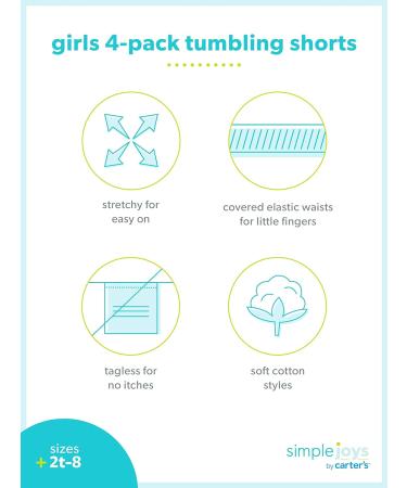 Shop Simple Joys by Carter's Girls' Shorts (4 Pack) - Purple Gray & White - Perfect for 4 Years Old | Affordable Kids' Fashion - Buy Online on GoSupps.com